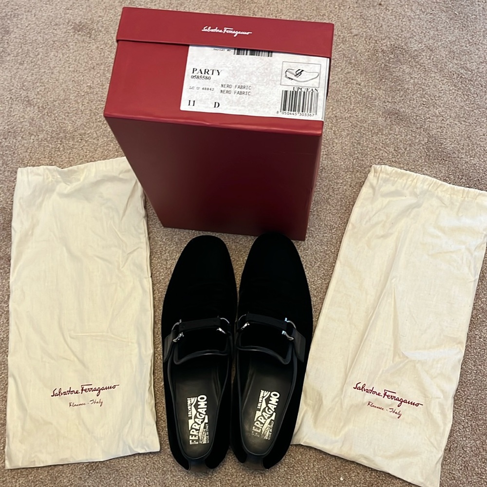 Salvatore Ferragamo Velvet Party Loafers